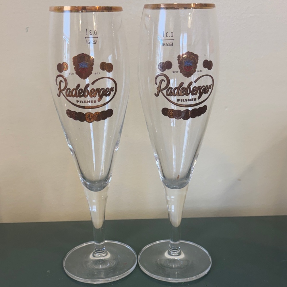 Vintage Radeberger Pilsner Tulip Beer Glasses- Set of 2